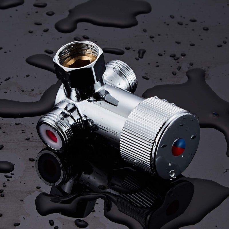 Gangang Thermostatic Mixing Valve,Faucet Water Hot Cold Valves,Inlet G1/2 Male Shower Control Mixer Outlet G1/2 Female with Sealing Ring - Image 3